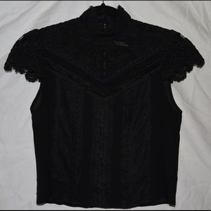 Alice + Olivia  elegant Black Lace Crop top